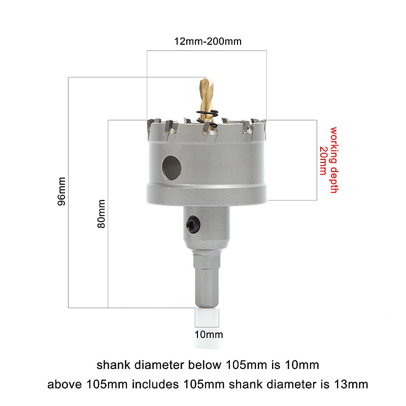 Serra Copo Vearter TCT , Broca De Carboneto De 12-56 Mm Com Furadeira Piloto , Cortador Para Metal Duro , Aço Inoxidável — imagem 2 de 2