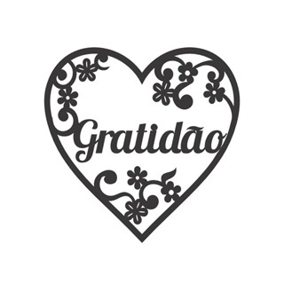 Quadro Decorativo MDF Coração com palavra Gratidão Preto Vazado em Oferta na Shopee