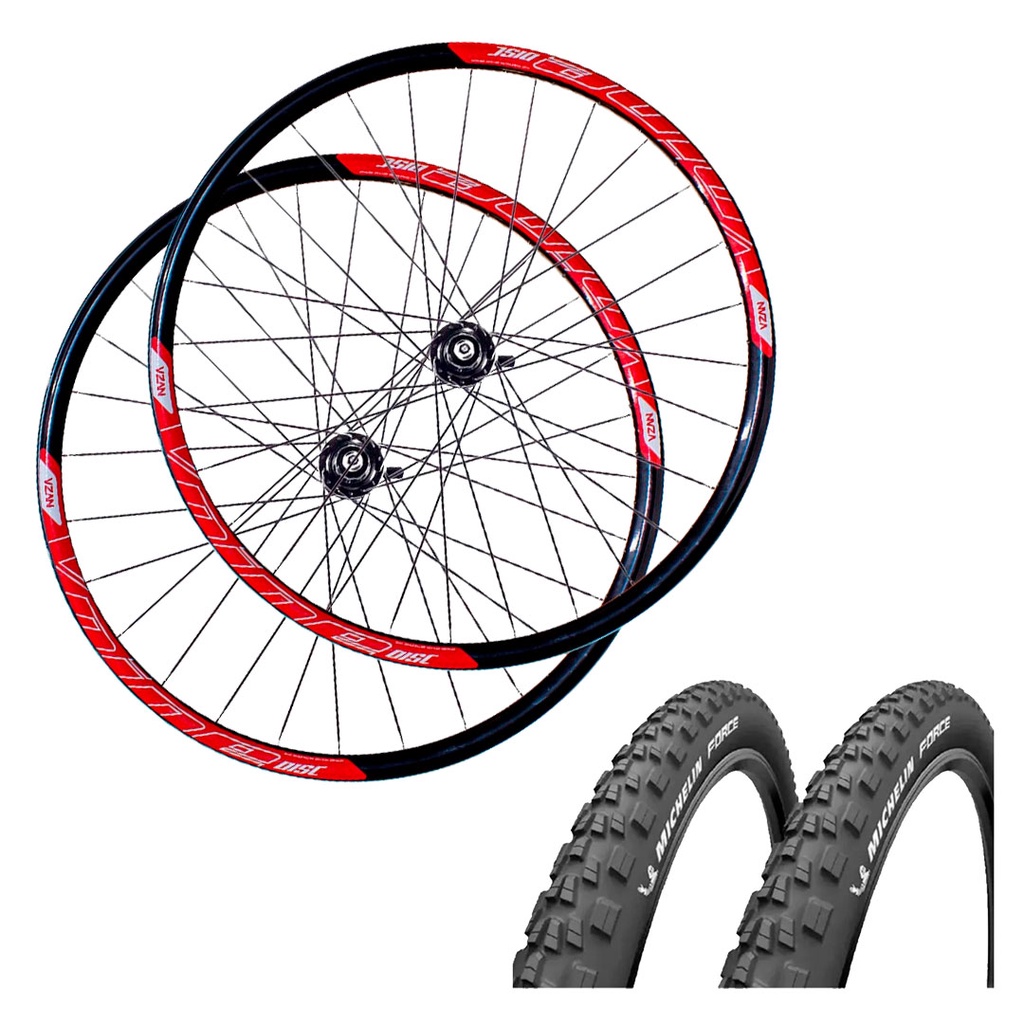 Rodas Aro 29 Mtb Rosca + Pneu Michelin Vzan V-nine 36 Furos MTB
