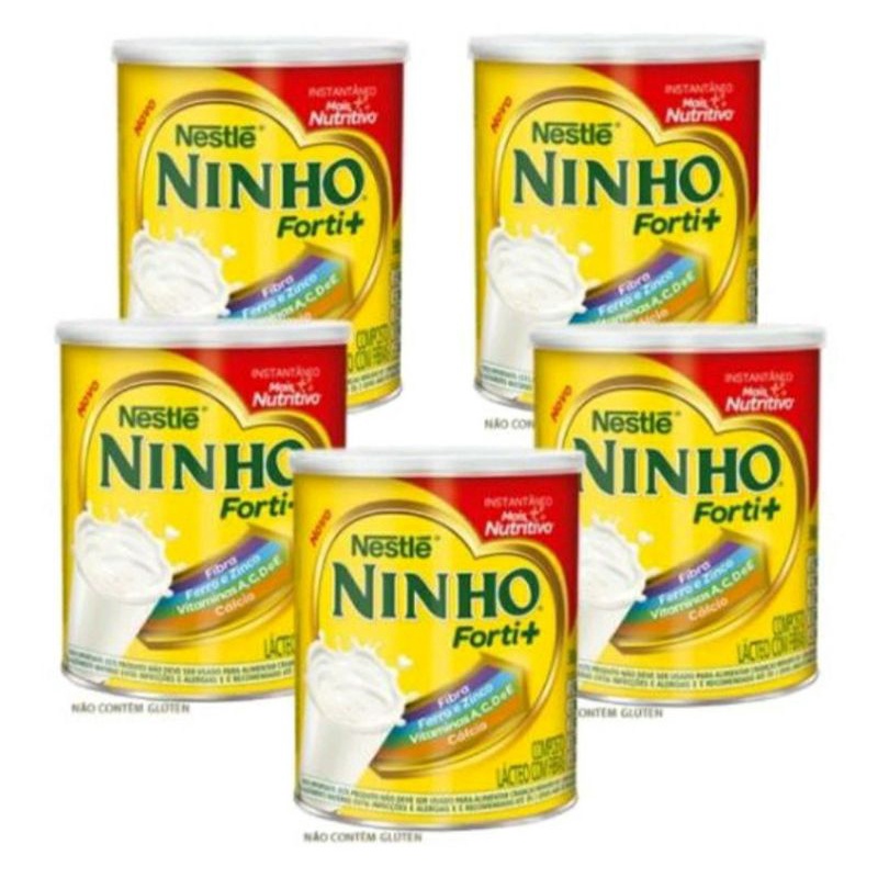 Leite Ninho Em Pó Kit 5 Latas Nestlé Instantâneo 380g