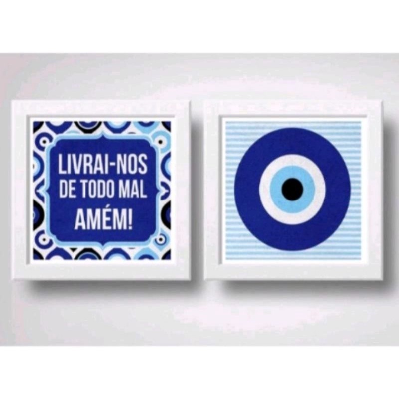 Kit 2 Quadros decorativos Olho Grego Plaquinhas decorativas Motivacional Quadro olho grego decorativo Quadrinhos mdf 3mm em Oferta na Shopee