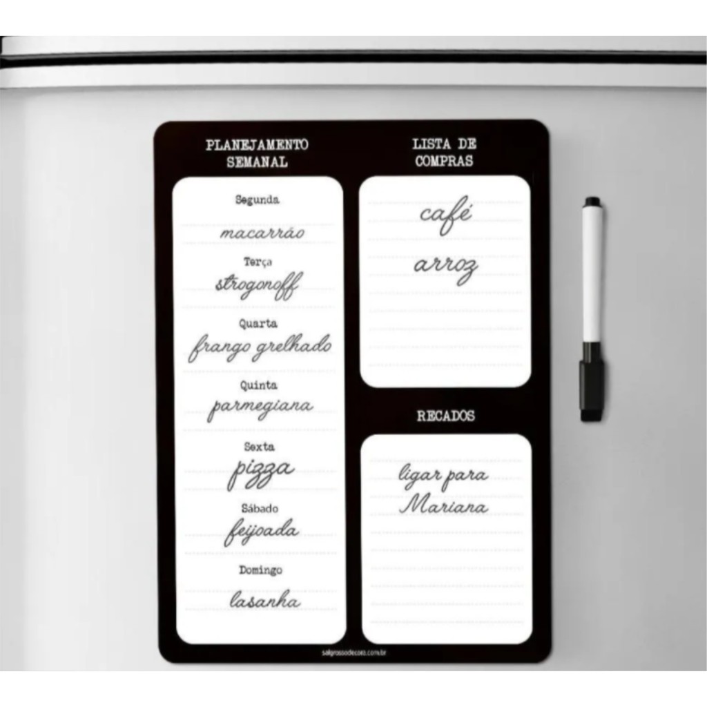 planner magnético De Geladeira Porta Recados Anotações Planner Com Caneta 29,5X20,1 cm