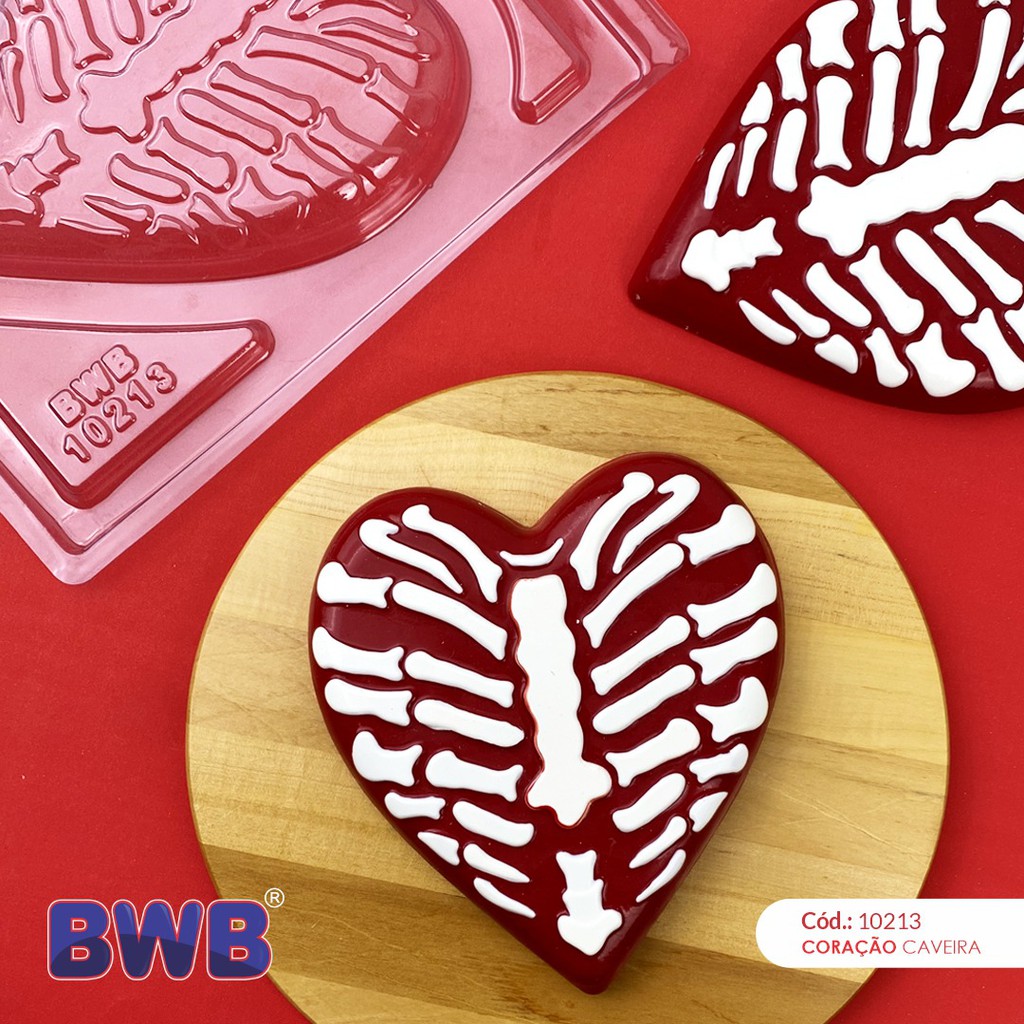 Forma CORAÇÃO CAVEIRA De Acetato BWB 3 Partes com Silicone, Para  Festa Dias Das Bruxas e Halloween - Home & Living