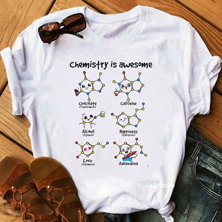 Nova Harajuku Kawaii Química É Awesome Impresso Engraçado Graphic Tees Mulheres Novidade Verão Top Camisa Branca De T Tshirt Personalizado