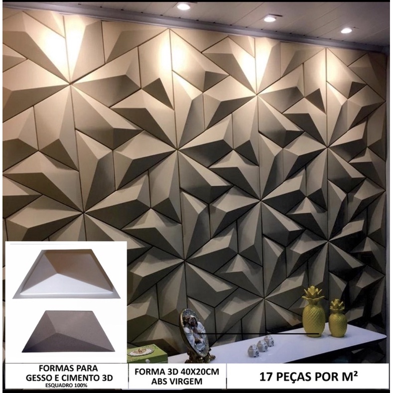 Forma 3d Trapezio 38x19cm abs 1,5mm Molde para gesso/cimento 3d 602