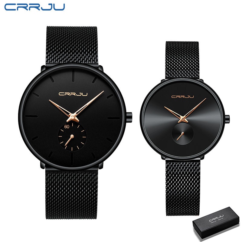 CRRJU Moda Casal Relógio Top Marca De Luxo Quartzo Lazer Ultrafino Esportivo À Prova D'água 2150 2165