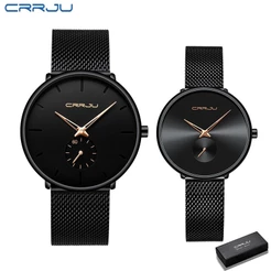 CRRJU Moda Casal Relógio Top Marca De Luxo Quartzo Lazer Ultrafino Esportivo À Prova D'água 2150 2165
