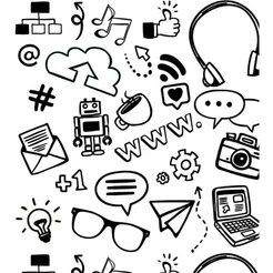 Papel De Parede Adesivo Autocolante Media Social Preto Branco
