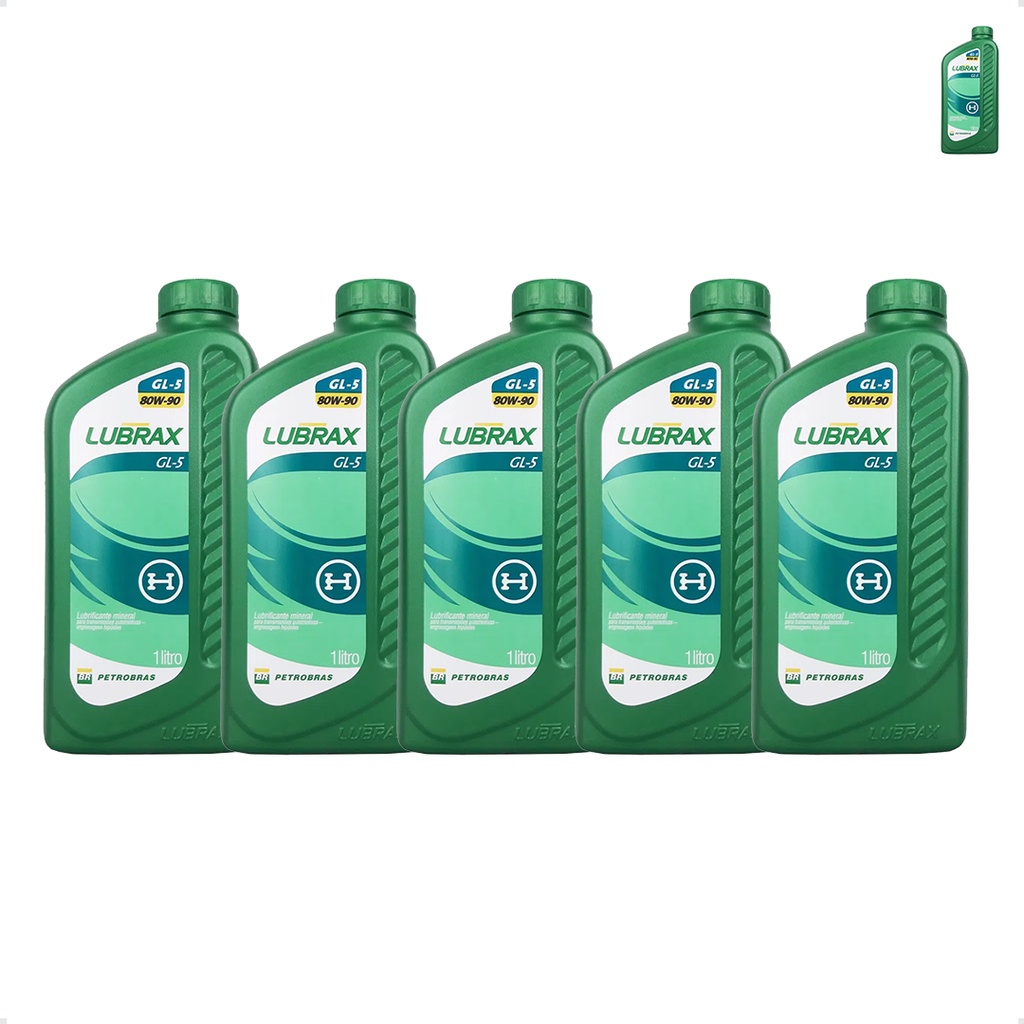 1001951 Óleo Lubrax 80w90 API GL-5 Para Transmissão 1 Litro Kit C/5