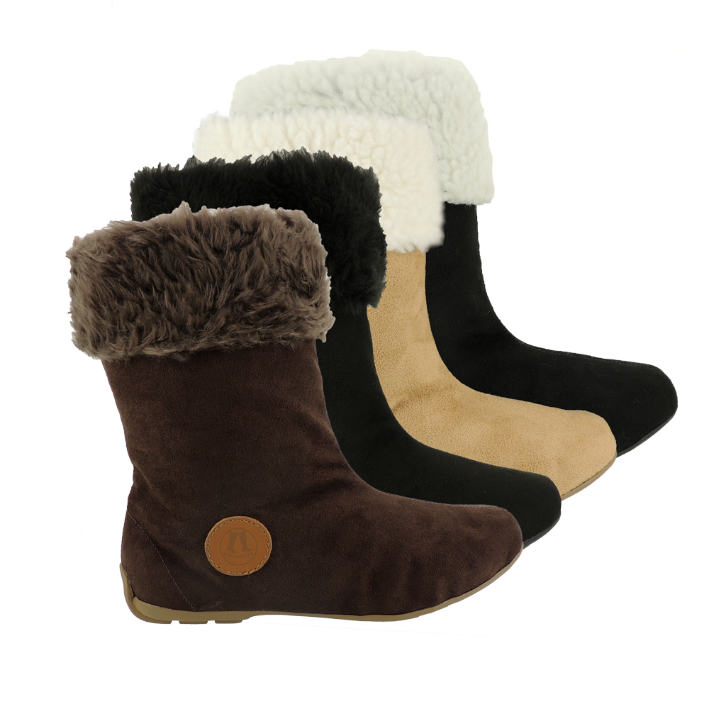 Bota Feminina com Pelo Neve Lã 100% Pelo Dentro Inverno Rasteira SP101