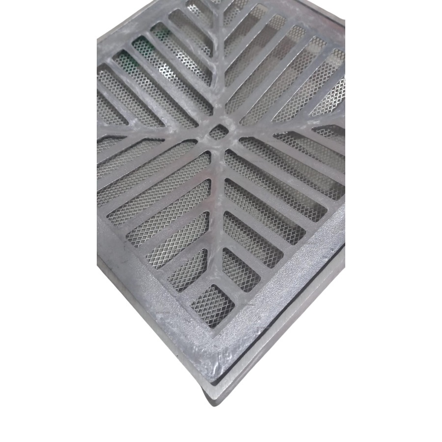Grelha Pluvial 30x30 Concova com Suporte e Tela Anti Insetos - Aluminio Fundido Escovado - Ficone Reis
