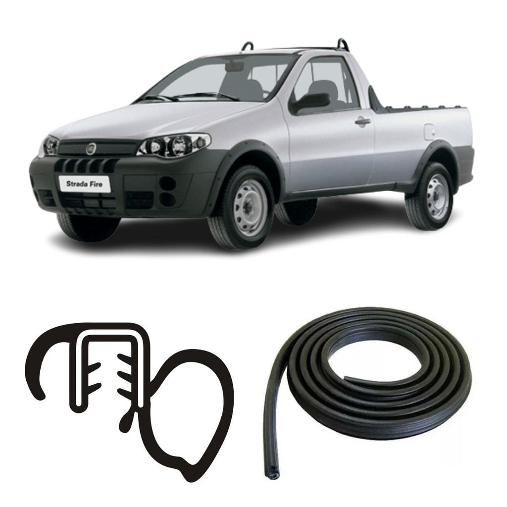 Borracha De Porta Dianteira Preta Estriada Fiat Strada 05/11 em Oferta na Shopee