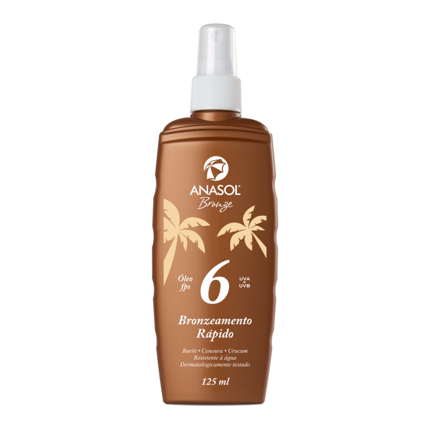 Óleo Bronzeador Anasol Bronze FPS 6 Resistente à água Vegano 125ml