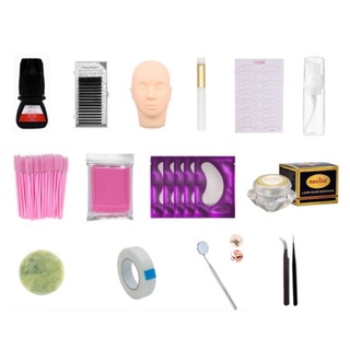 Kit Cabeça Treino Extensão Alongamento de Cílios Nagaraku Cola Make up City Removedor Nagaraku