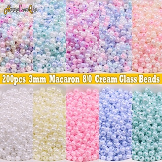 165pçs 3mm Macaron 8/0 Creme Contas De Vidro Largas Espaçadas Sementes Para Bijuteria Fazendo DIY Charmes Pulseiras