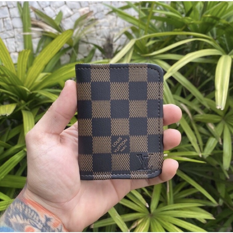 brown checkered lv wallet