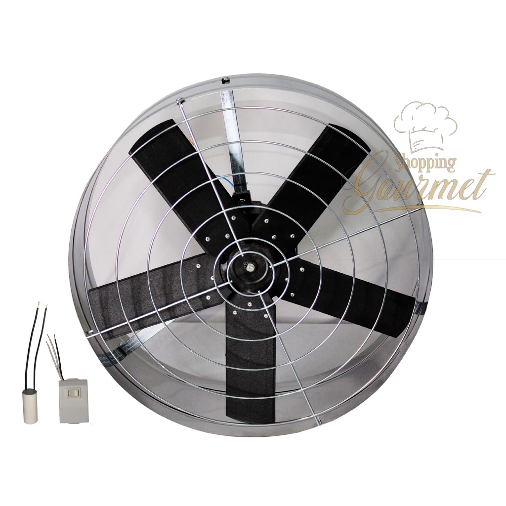 Exaustor Ventilador Inox 50Cm Alta Vazão Blindado Para Cozinha Churrasqueira Coifas Cabine De Pinturas + Brinde