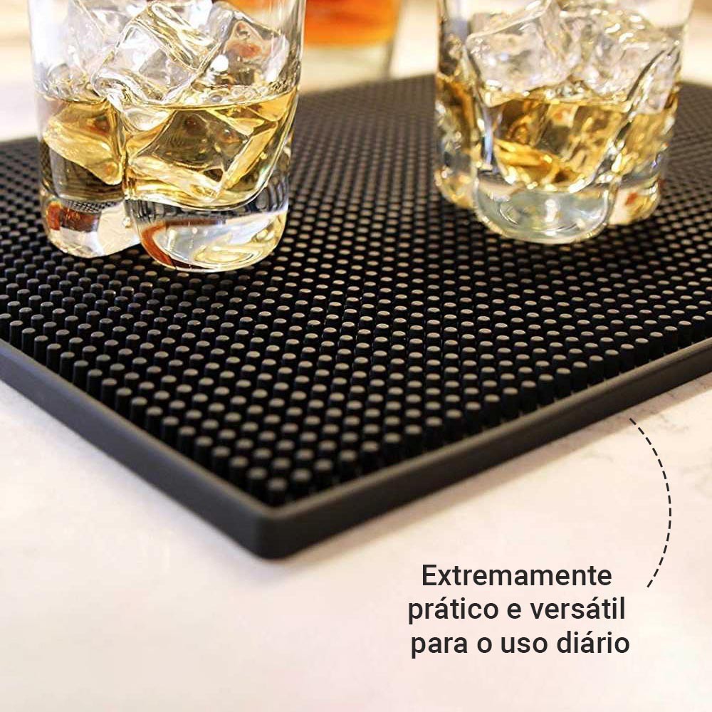 Tapete Barman Escorregador Porta Copos e Talheres PVC  30x15x1