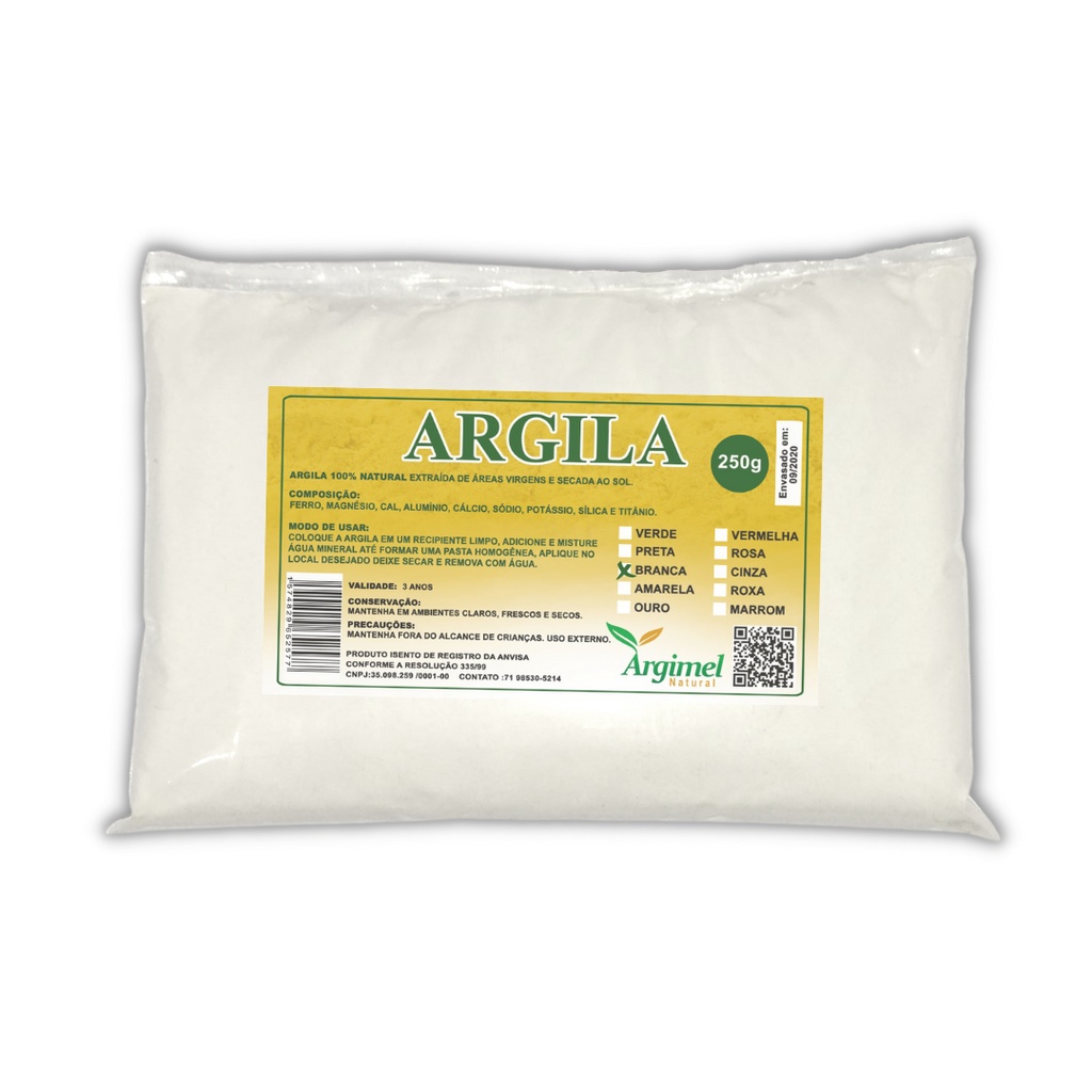 Argila Branca 250g clareadora, cicatrizante, manchas, peles sensíveis, anti-inflamatória Skin Care, Máscara Facial, Rosto, Cuidado Facial em Oferta na Shopee