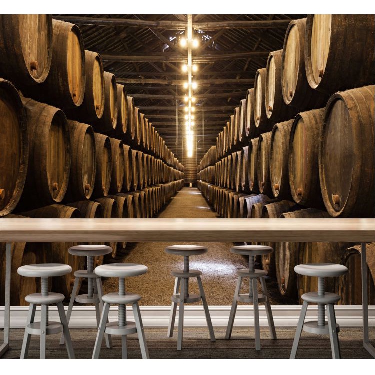Adesivo Papel De Parede Adega Barril Tonel Vinho Cerveja Gg445
