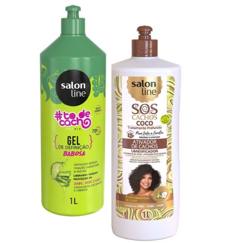 Salon Line 2 Pcs Gel Fixacao Babosa Ativador De Cachos Umidificador Coco 2x1000ml 2pecas Shopee Brasil