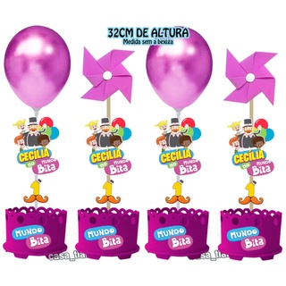 10 Enfeites De Mesa Mundo Bita Rosa Serve Com Centro De Mesa Ou Lembrancinha Kit Festa