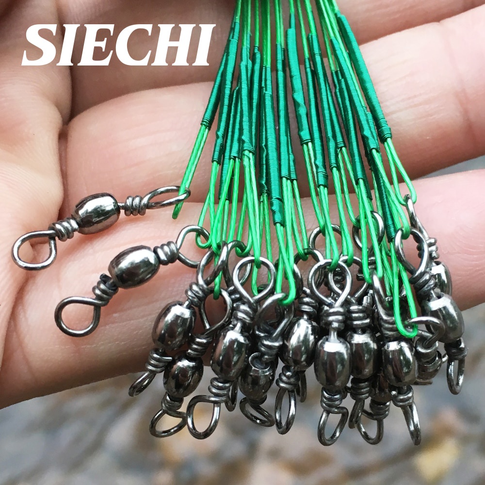 Cheap 20pcs Anti Bite Steel Fishing Line 15cm-30cm Swivel Pin Soft Steel  Wire Leader Fishing Tackle