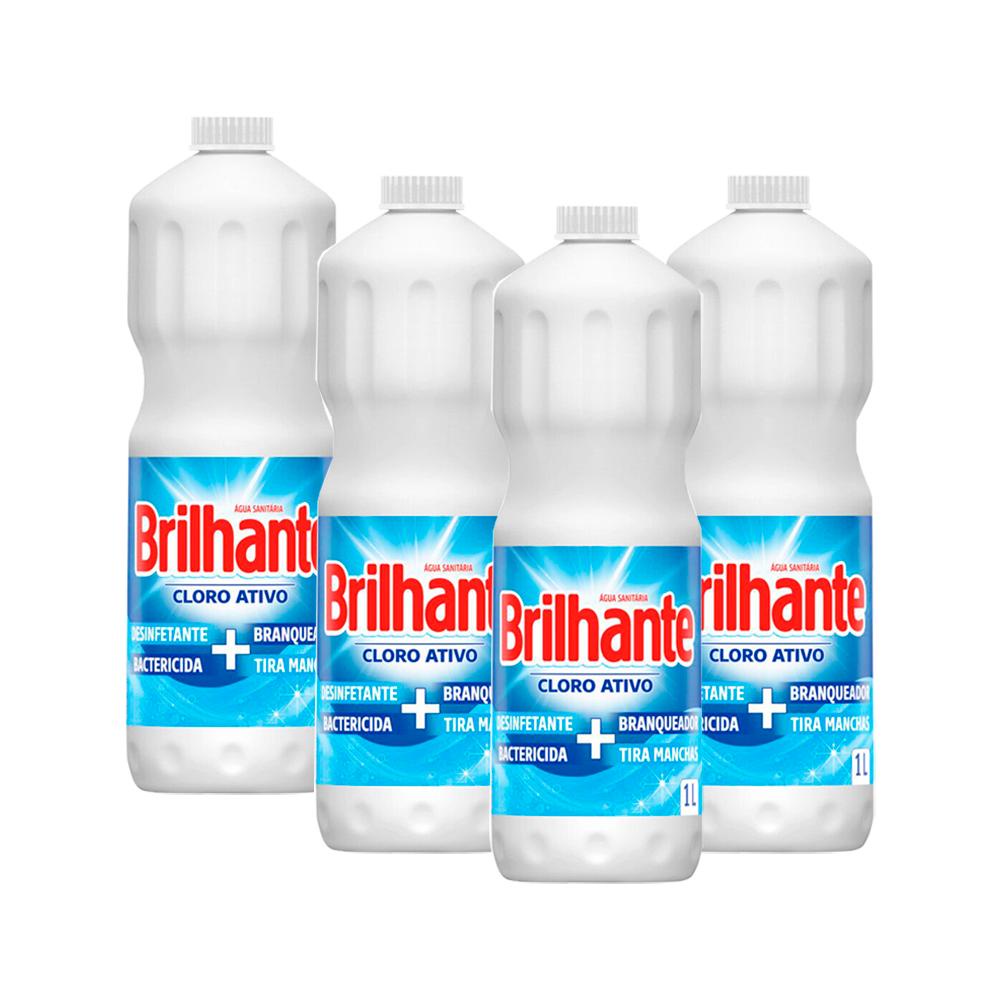 Kit 4 Água Sanitária Brilhante Cloro Ativo 1L em Oferta na Shopee