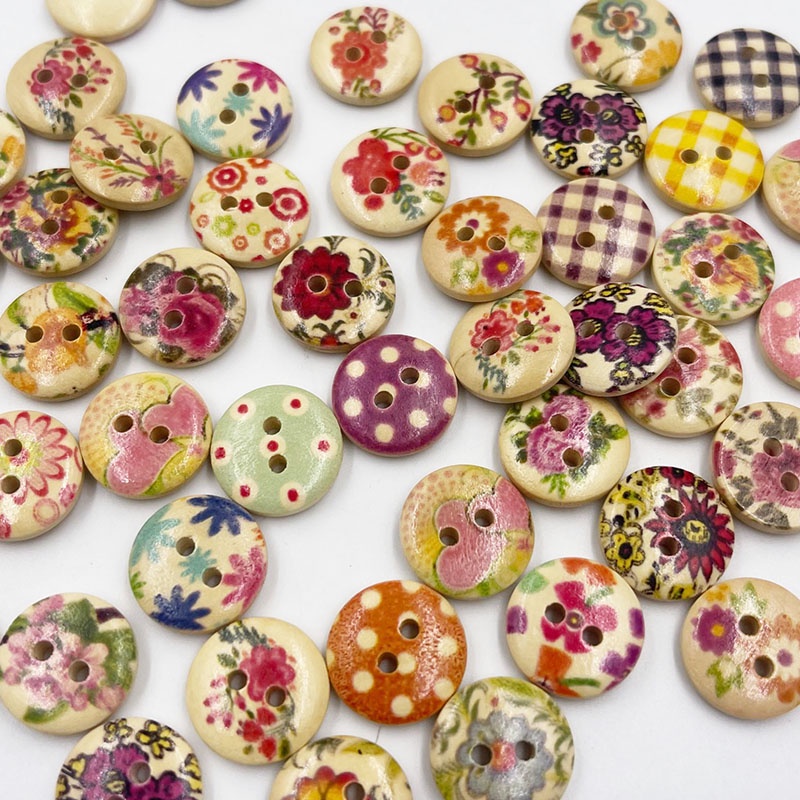100 Pçs Café Impressão Flores Botões De Madeira Redondos Costura Scrapbook Para Roupas Artesanato Handwork DIY 15mm WB84 em Oferta na Shopee