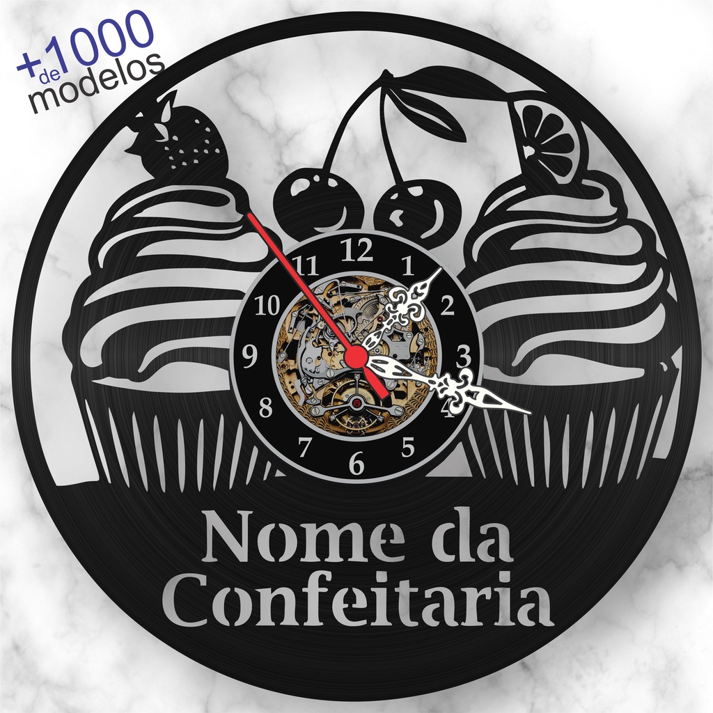 Relógio Parede Doceria Confeitaria Personalizado Disco Vinil Lp iLustrado Decoração Contemporânea Moderna Vintage Profissões em Oferta na Shopee