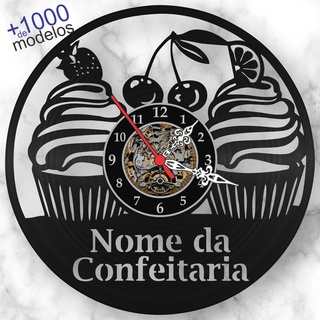 Relógio Parede Doceria Confeitaria Personalizado Disco Vinil Decoração Contemporânea Moderna Vintage