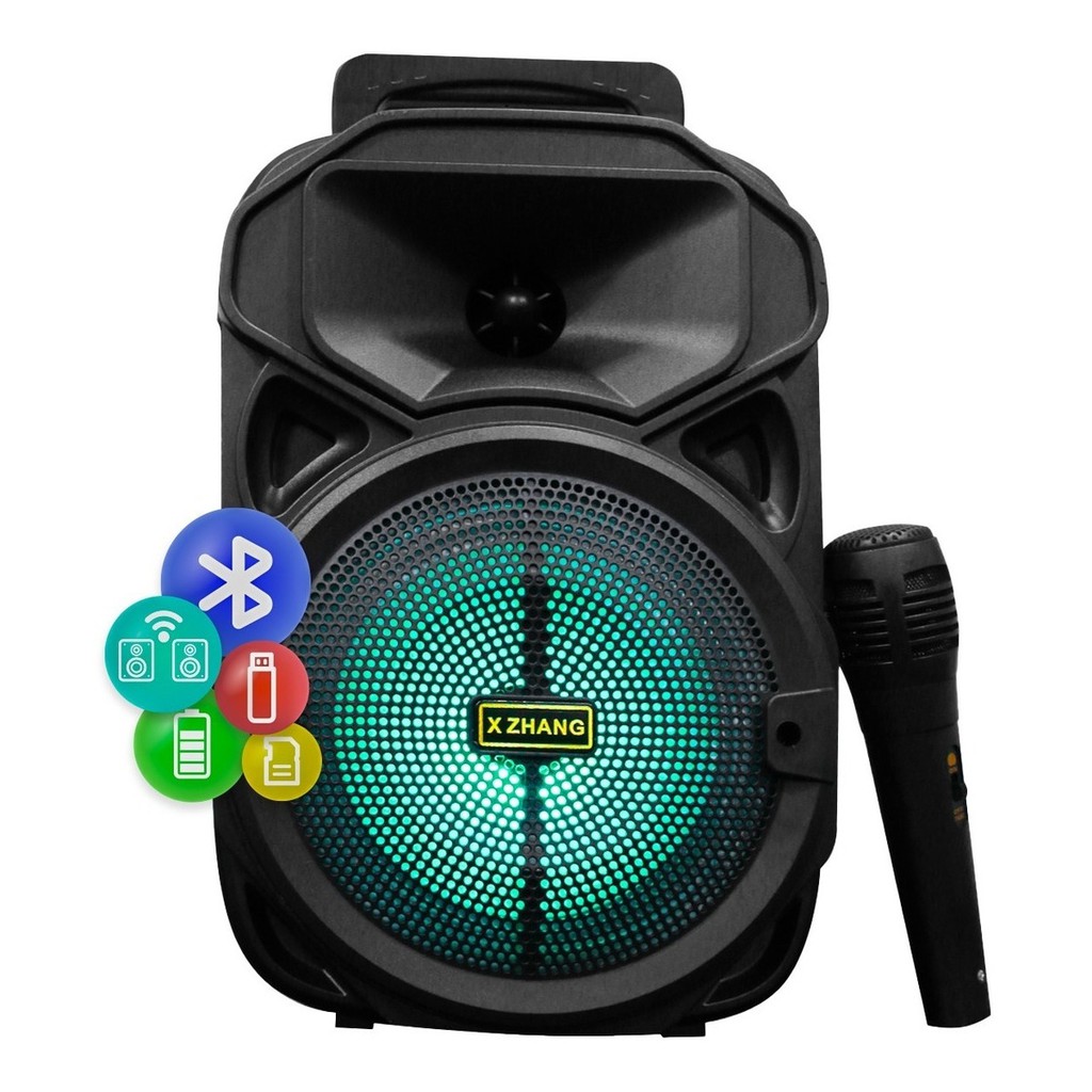 Caixa De Som Bluetooth Amplificada Led Portátil Karaoke Microfone Comercio Igreja Culto Palestras | Shopee Brasil