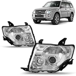 Par Farol Pajero Full 2008 2009 2010 2011 2012 2013 2014 2015 2016 Foco Duplo Cromado
