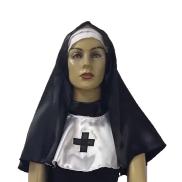 Kit Fantasia A Freira Noviça Rebelde Adulto Halloween Hábito 2PEÇAS