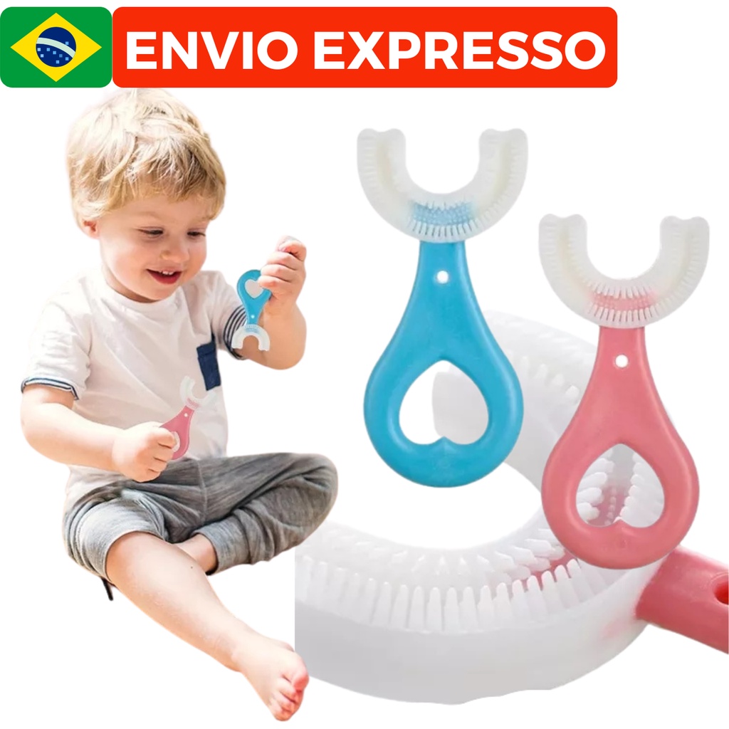 Escova de dentes do bebê infantil crianças 360 graus em forma de u ...