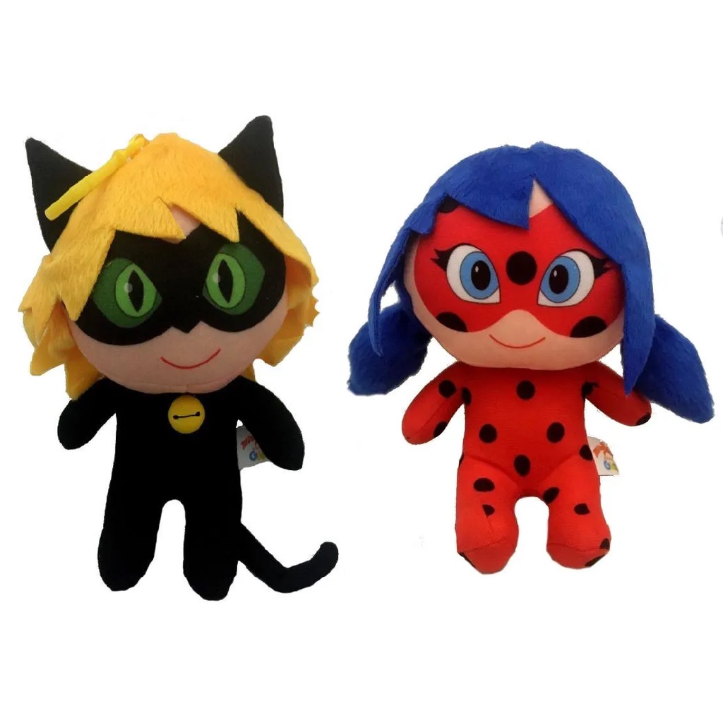 Kit Pelucia Miraculous 18 Cm- Lady Bug E Cat Noir Multibrink