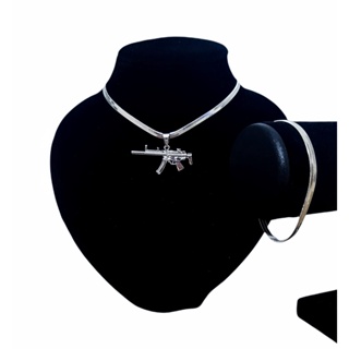 Kit Feminino Metralhadora MP5 Colar E Pulseira Laminada Banhado a Prata 925 (Envio Rápido) lindo em Oferta na Shopee