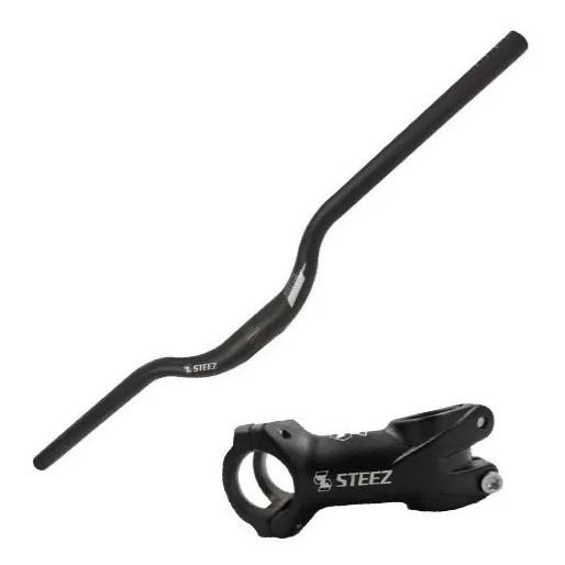 Kit Guidão Mtb Curvo Bike 31.8mm rise 60mm + Mesa 80mm .