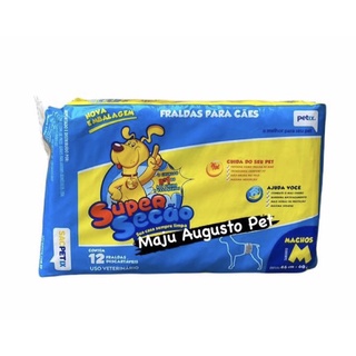 Fralda Super Secão Descartável M Macho ou fêmea Pet Cachorro Cães 12 Un