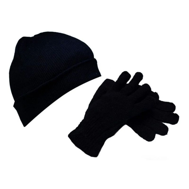 Kit 1 Par De Luva Lã + 1 Gorros Touca Frio Inverno