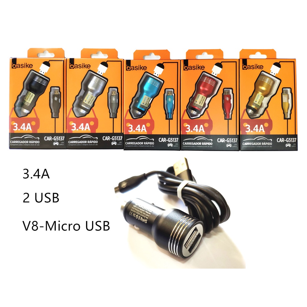 Carregador Veicular Turbo Rapido Automotivo Com Cabo V Micro Usb Original Escorrega O Pre O