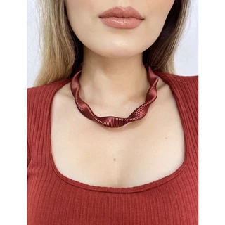 colar da moda das blogueiras trabalhado invertido banhado a marsala dourado e prata para homens e mu