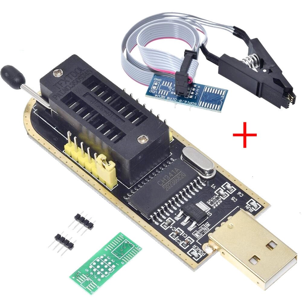 Kit Gravador Programador de Eprom Ch341a + Pinça Jacaré Soic8