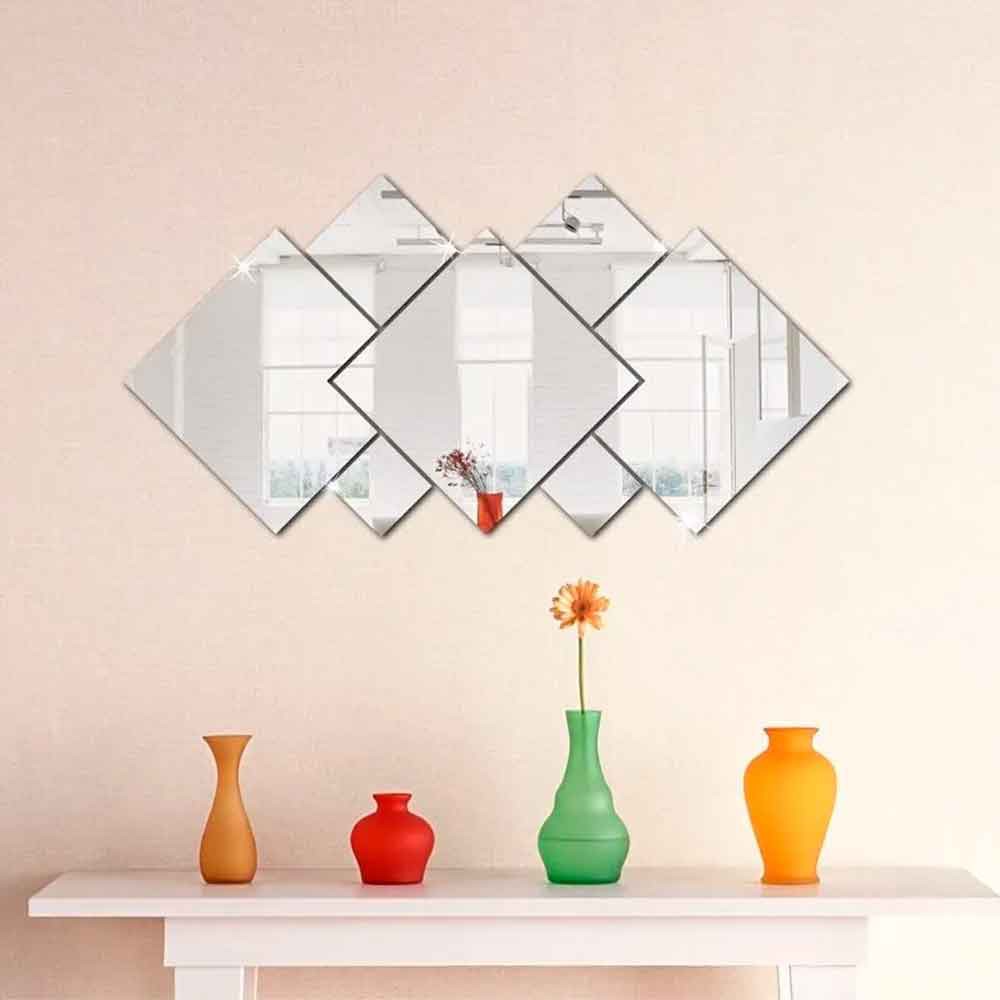 Espelho Decorativo Acrílico Sala Quarto Geometrico 7 Peças - Home & Living