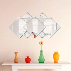 Espelho Decorativo Acrílico Sala Quarto Geometrico 7 Peças