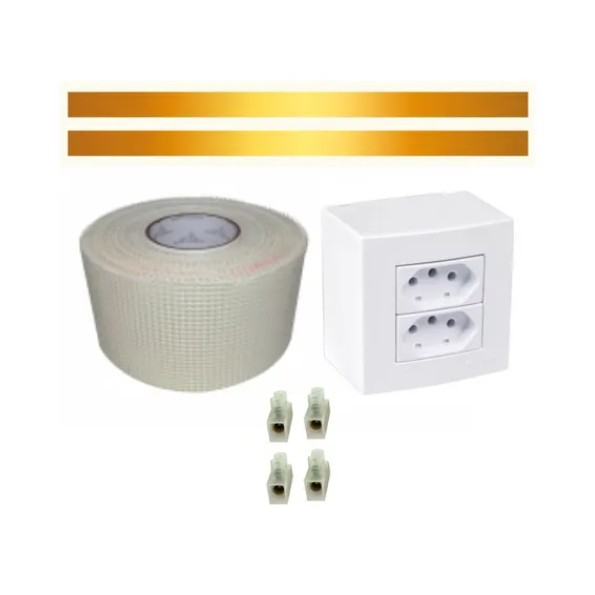 Kit Eletrofita 2 Pistas (10a) - 8m + 2 Tomadas Sobrepor Duplas + 8 conectores