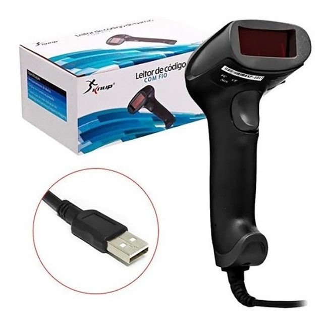 SCANNER DE CÓDIGO DE BARRA COM FIO KNUP kP-1026 LASER