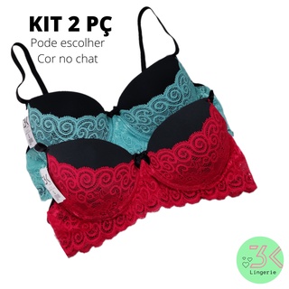KIT 2 sutiã PLUS SIZE e REGULAR com bojo e renda luxo lingerie sutian (KIT 2 sombreado)