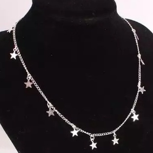 Colar Gargantilha Estrelas Prateado Delicado Pingentes I7719