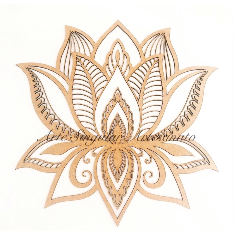 Mandala Flor de Lótus MDF Cru 3 mm em Oferta na Shopee